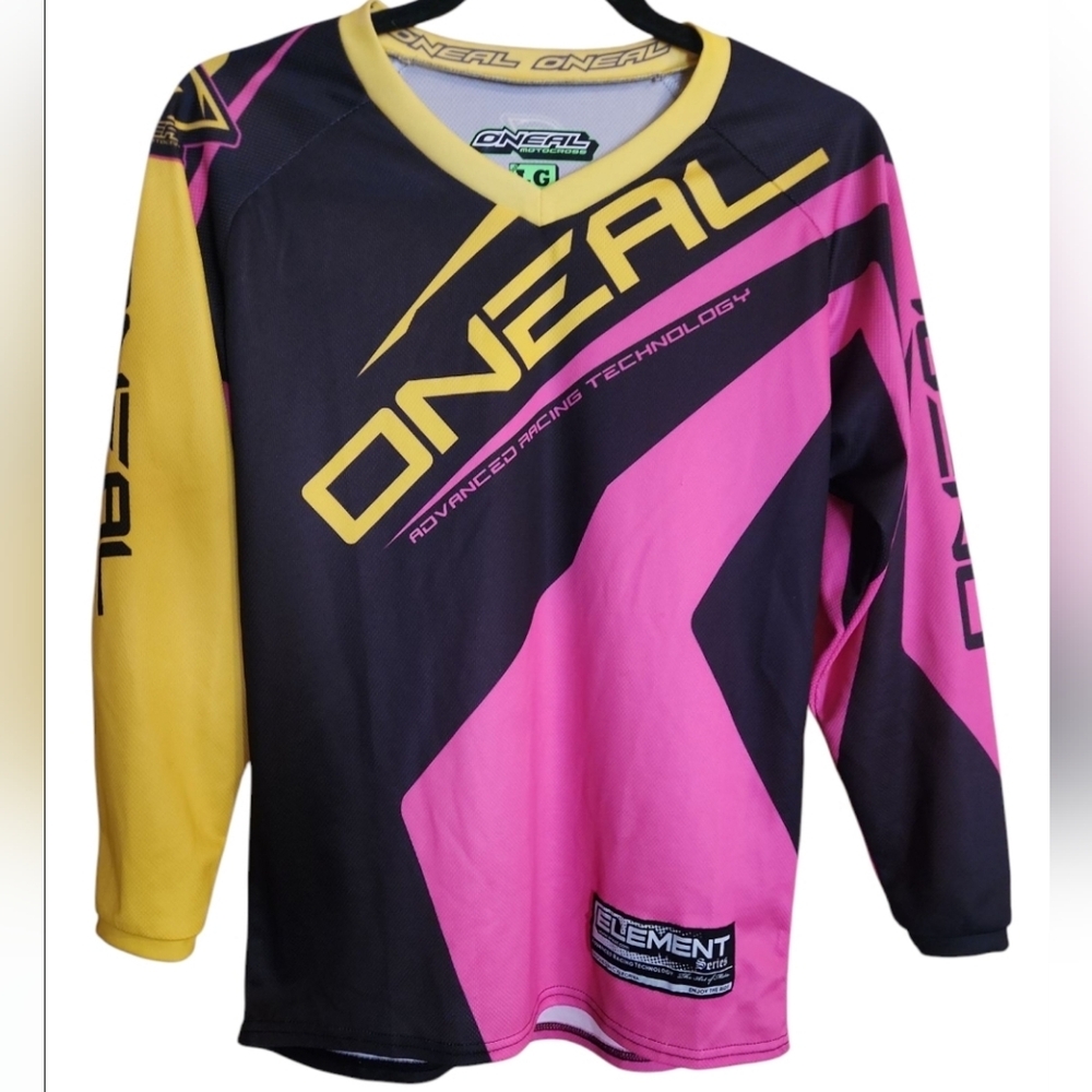 O'NEAL MX ELEMENT SERIES PINK RACING MOTOCROSS LONG SLEEVE JERSEY LARGE KIDS